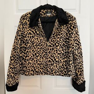 LoriZoni Animal Print Jacket Made in USA 100% Silk Short Length  Size XL